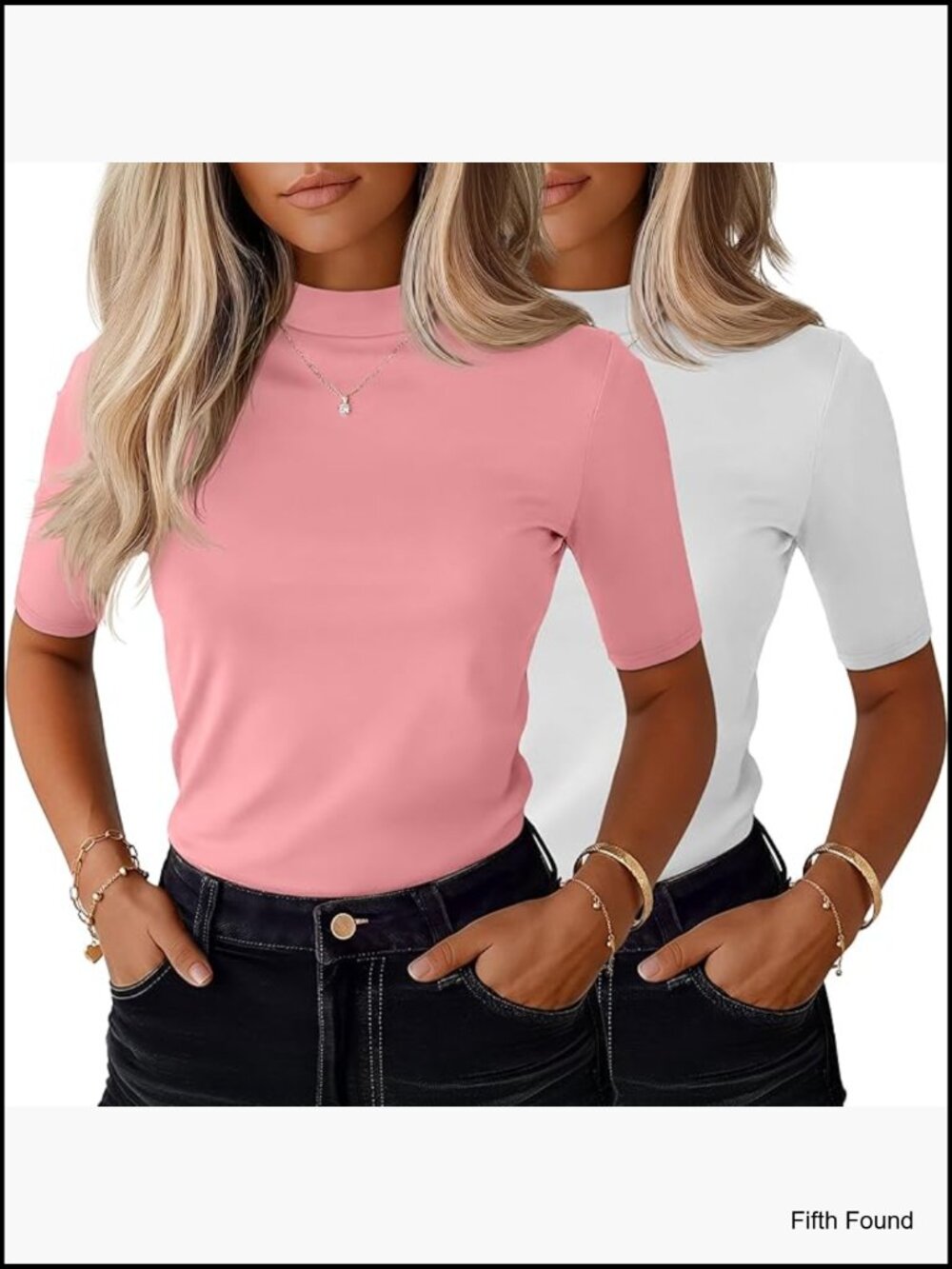 Mock Neck Tunic Tops 2 Pack Half Sleeve Slim Fit Business Casual Tee Shirts